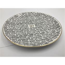 Grayson Perry (British 1960 -): ‘100% Art’, set of three ceramic plates, each with artist's seal printed to base and individually marked either with York Art Gallery, Sainsbury Center or The Holburne Museum