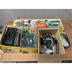 Electrical tools to include Bosch Lathe Kit S18, Bosch orbital sander, router, planer together with glue gum and detail sander - THIS LOT IS TO BE COLLECTED BY APPOINTMENT FROM DUGGLEBY STORAGE, GREAT HILL, EASTFIELD, SCARBOROUGH, YO11 3TX