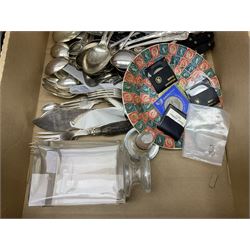 Collection of replica Cathedral carvings, together with other glass and metalware, in two boxes 