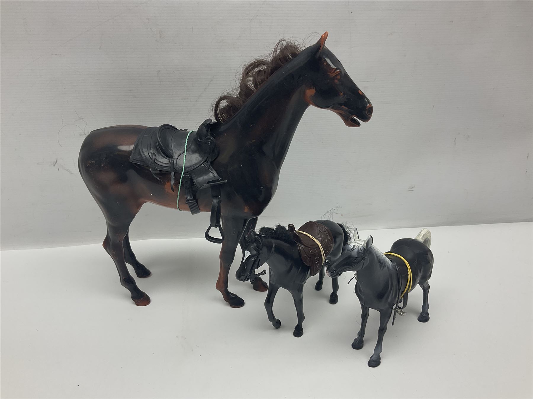 Barbie - 35th Anniversary fashion doll in factory sealed box; incomplete Magical Motorhome; three fashion doll horses; two Wardair flight attendant dolls; and Girl Guide doll with clothing and tent