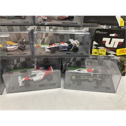 Panini Formula 1 The Car Collection - twelve blister packed racing cars and quantity of periodicals; nine mostly unopened Atlas Editions British Touring Car Champions; and six other boxed/blister packed die-cast models of racing cars