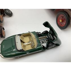 Four Franklin Mint Precision Models, one with hardwood body; large reproduction model of a vintage racing car L52cm; and four other modern metal/wooden models of vintage cars; all unboxed (9)