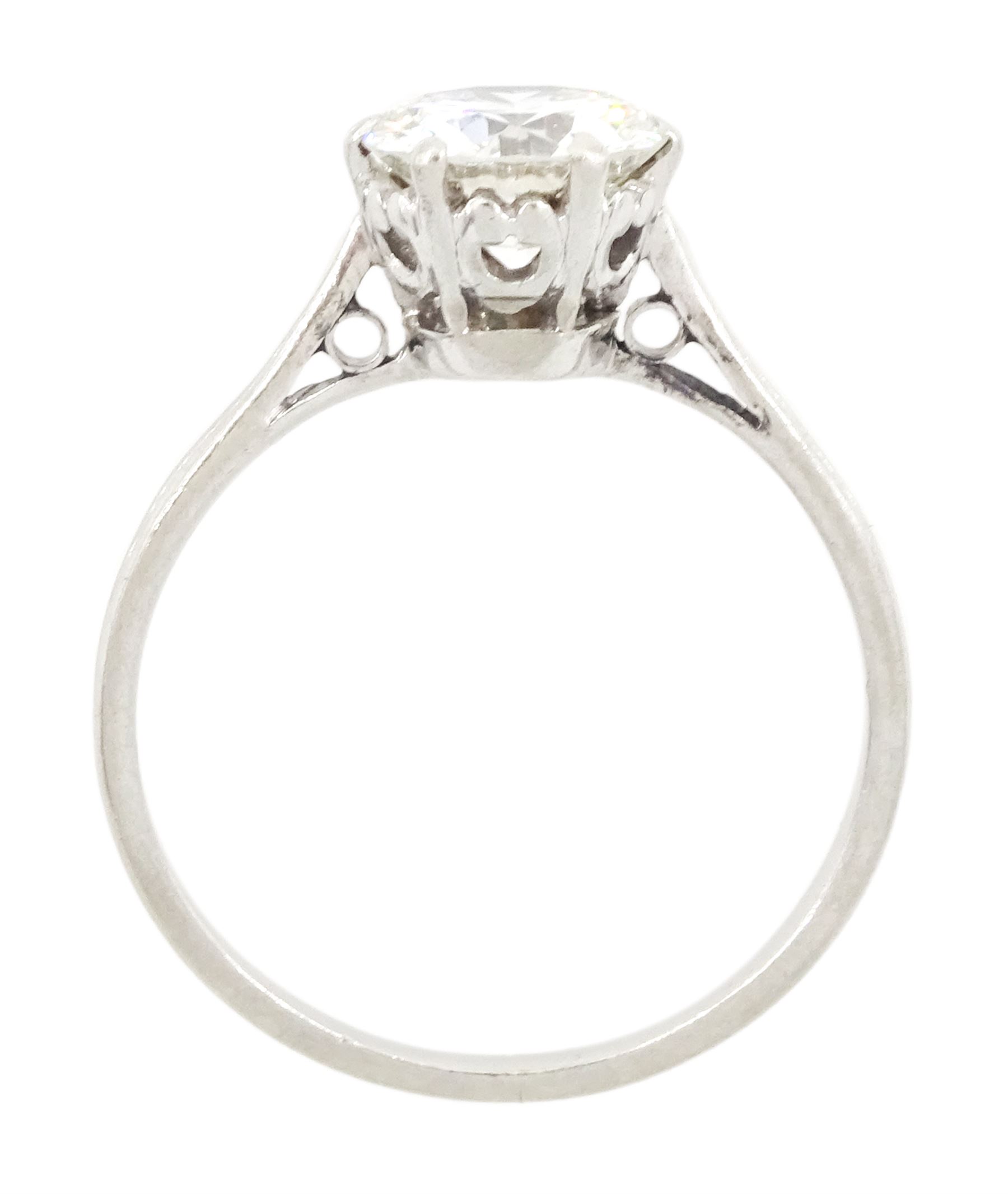 Platinum single stone transitional cut diamond ring, diamond approx 1.25 carat