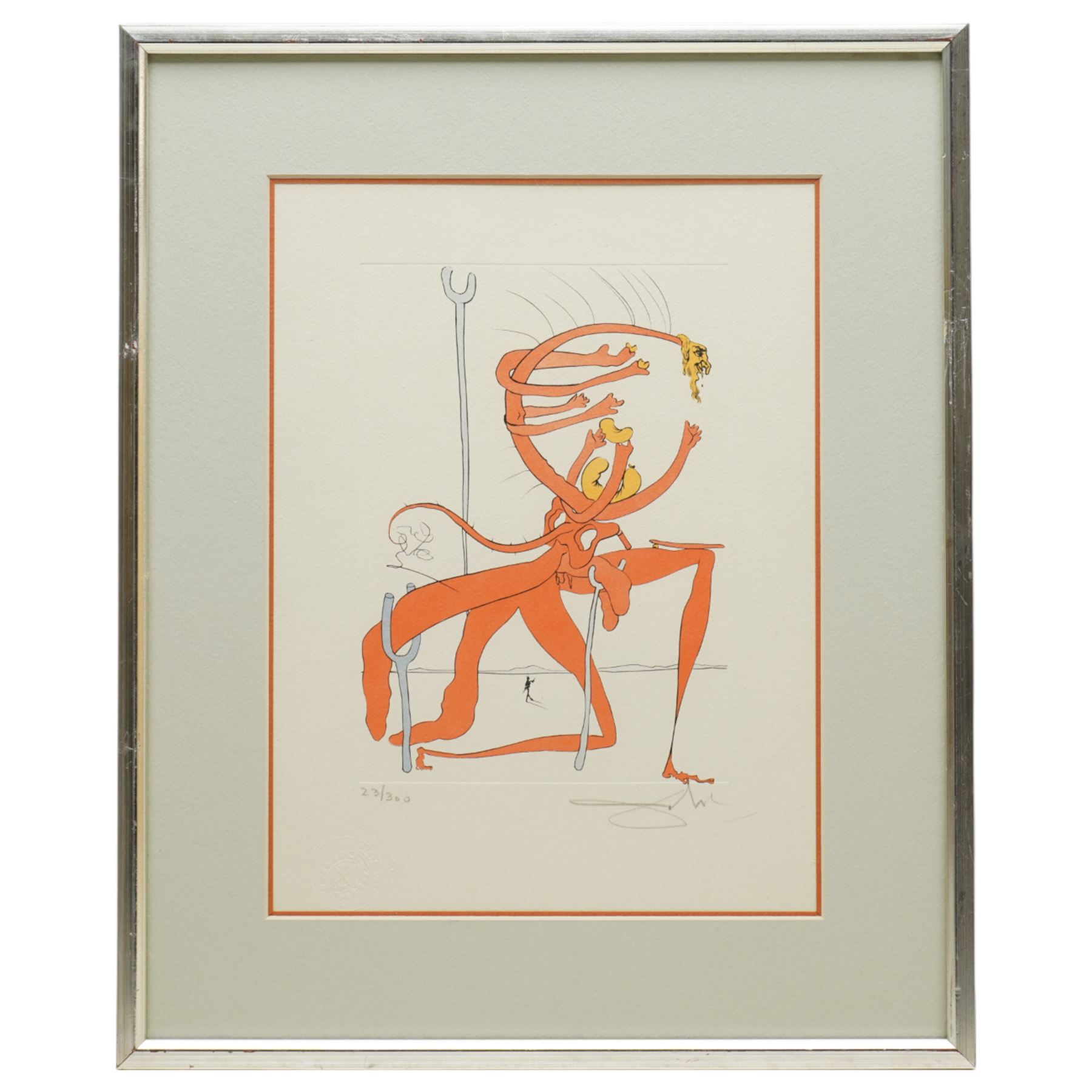 Salvador Dali (Spanish 1904-1989): 'Quevedos Visioner' (Quevedo`s Visions)', limited edition drypoint etching signed and numbered 23/300 in pencil, with blindstamp 29cm x 22cm