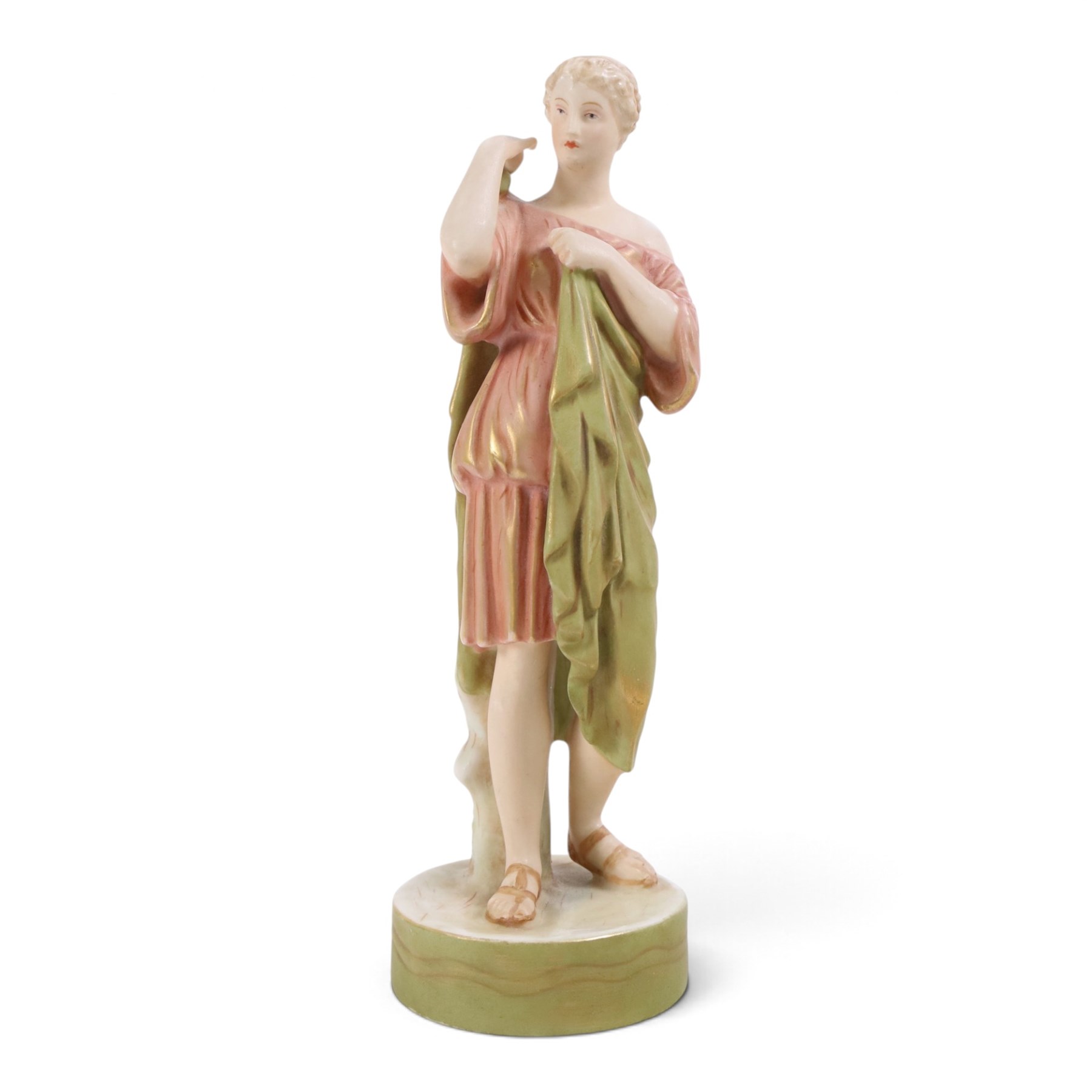 Three Royal Dux figures, Fruit Picker, no. 2082, Lady with Dove, no 2132 and Lady with Shawl no 2133, H23cm
