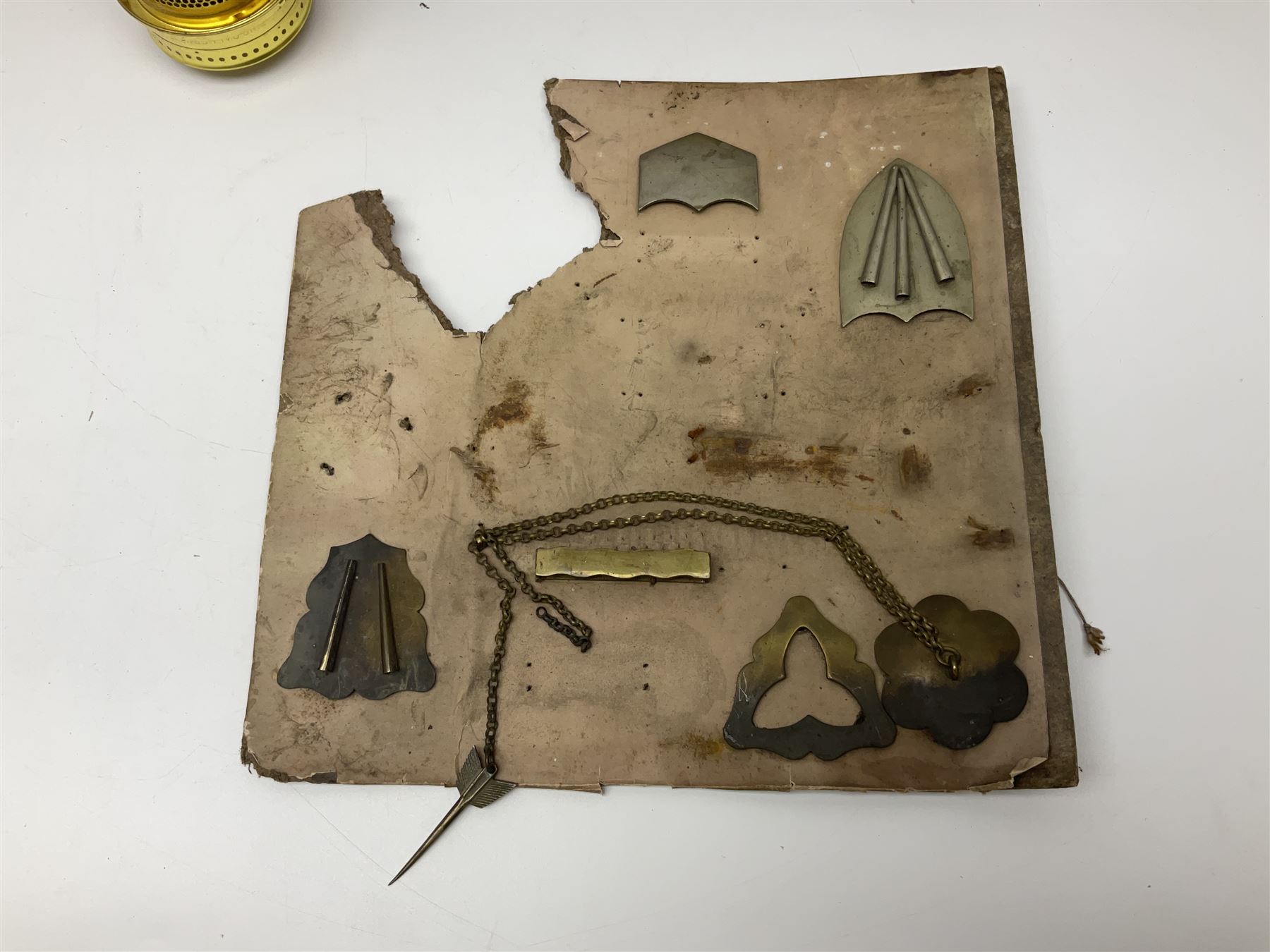 Pair of turned wooden goblets, six hardstone eggs, vintage slide rule and a leather letter rack, etc