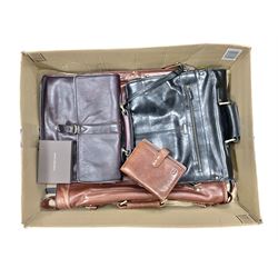Collection of leather items, comprising Hidesign suit carrier and  briefcase, The Bridge leather wallet, The Bridge leather ring binder and another Laptop bag  