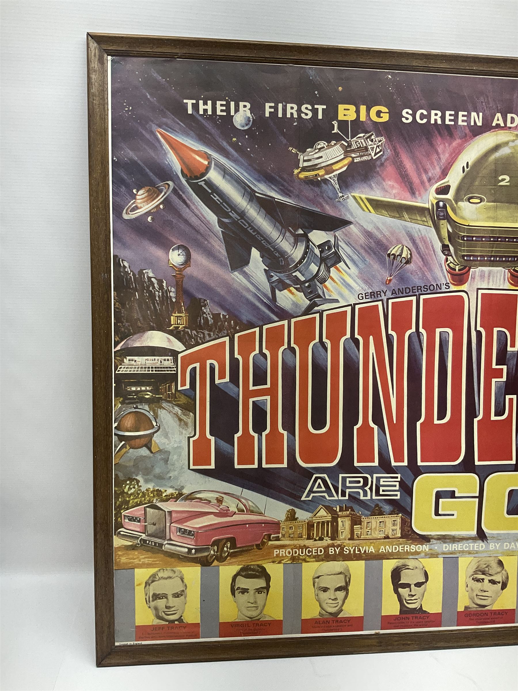 Thunderbirds Are Go Film Poster, 1980s reproduction of this classic 1966 movie poster, framed H73cm, L97cm