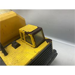 Tonka - five large scale pressed steel vehicles comprising Cement Mixer, Mobile Crane, Bulldozer and two Dumper Trucks (5)