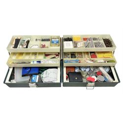 Collection of fishing tackle and accessories, to include hooks, lures and floats in two tackle boxes