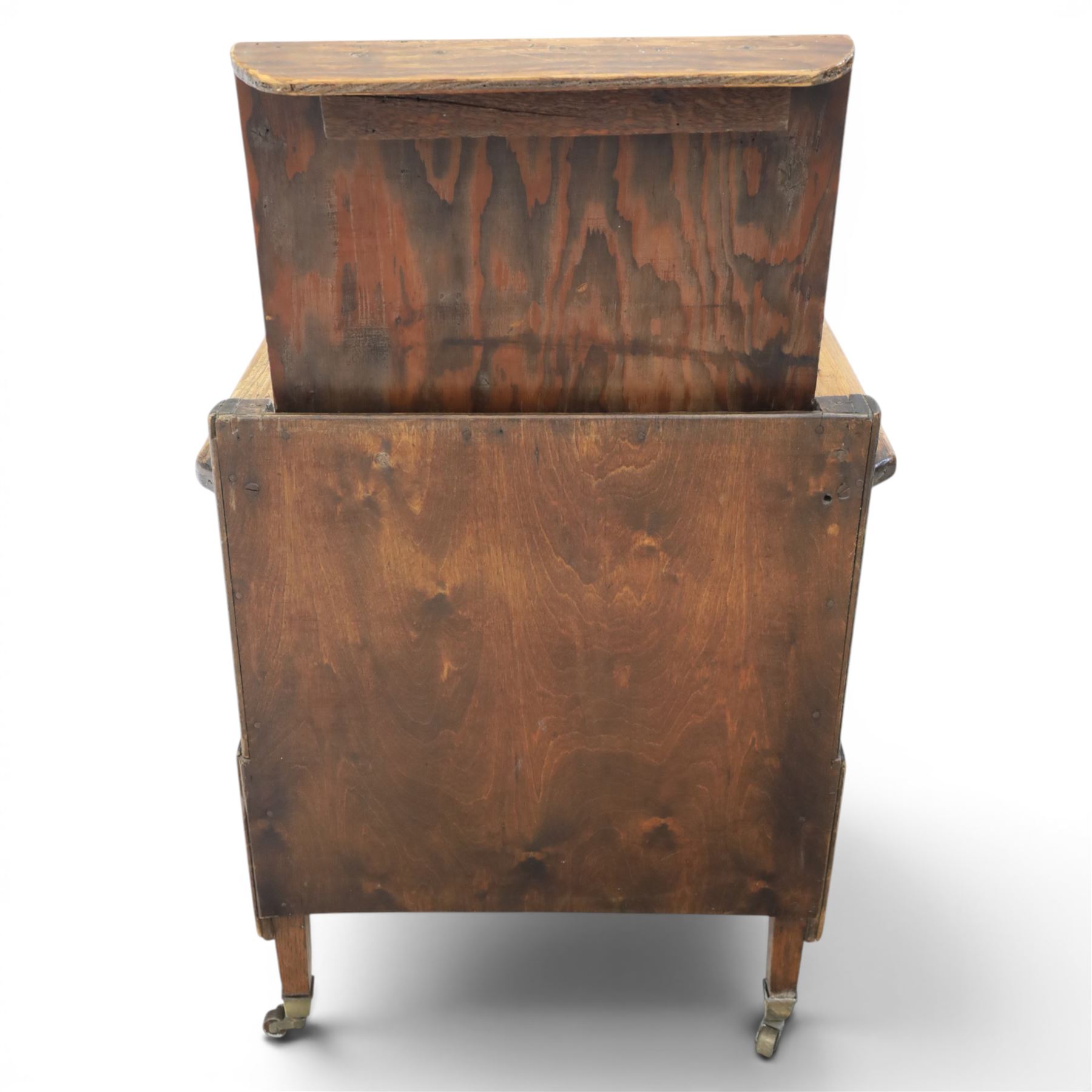 Early 20th century oak framed childs chair, solid seat with drawer to base