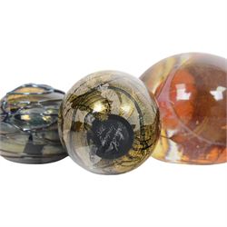  Pauline Solven paperweight, together with Island Studio Glass paperweight, Strathean glass and three others