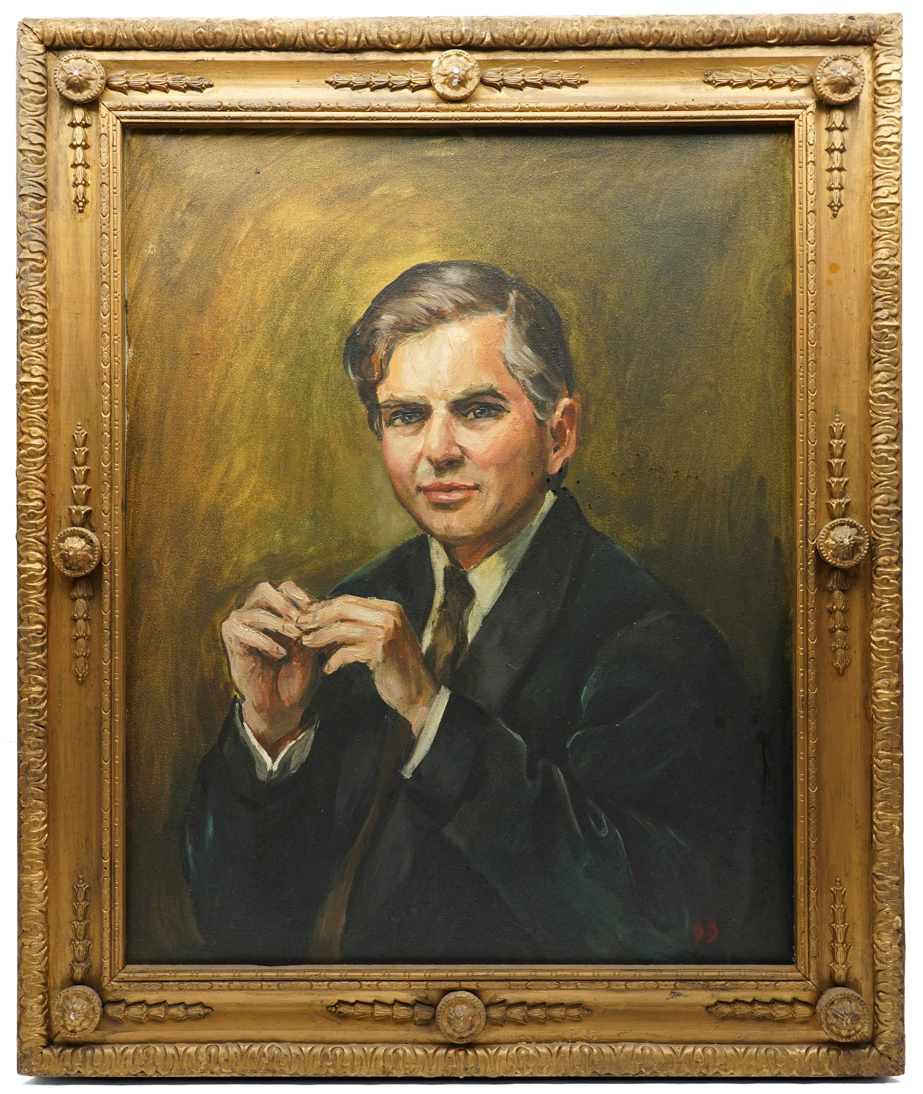 Brenda Bury (British 1932-): Members of European Parliament - 'Frederick Ponsonby 10th Earl of Bessborough' 'Rafton Pounder' 'Sir James Scott Hopkins' 'William Murray 8th Earl of Mansfield & Mansfield' 'John Brewis' and 'Peter Kerr 12th Marquess of Lothian', set of six oils on canvas variously signed, one dated '74, in matching frames, 76cm x 59cm (6)
Provenance: Property of a Nobleman.