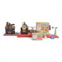 Mamod SE3 Steam Engine, together with Mamod Line Shaft and Model Power Hammer, all boxed