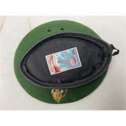 Four paratrooper berets - Russian, Italian, British and Foreign Legion; all with badges (4)