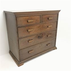 19th century oak chest, two short and three long drawers, W104cm, H94cm, D53cm