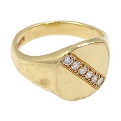9ct gold diamond set signet ring, hallmarked