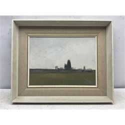 Cavendish Morton (British 1911-2015): 'Old Lighthouses - River Nene' Northamptonshire, oil on board signed and dated '71, titled verso 29cm x 39cm