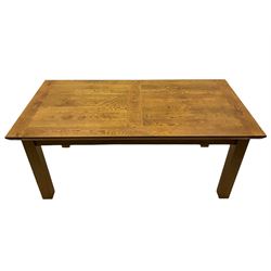Rectangular figured oak Dining table & four chairs. 