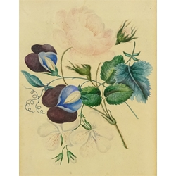  Still Life of Flowers, six early 20th century watercolours by Harriet Hardcastle, signed verso and Fallen Bird, 20th century oleograph max 25cm x 29cm (6)  