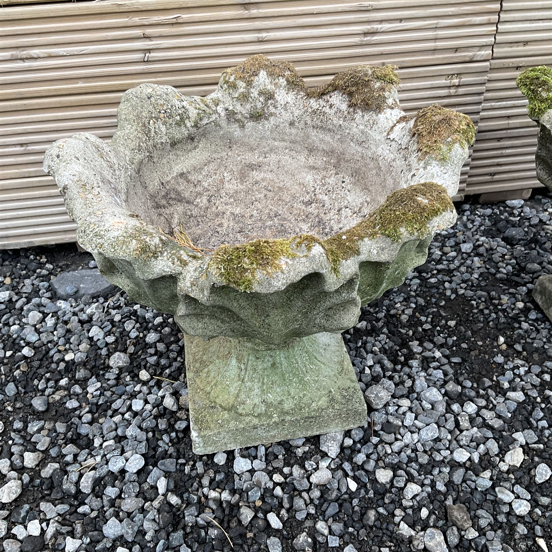 Pair of cast stone small garden planters on bases  - THIS LOT IS TO BE COLLECTED BY APPOINTMENT FROM DUGGLEBY STORAGE, GREAT HILL, EASTFIELD, SCARBOROUGH, YO11 3TX