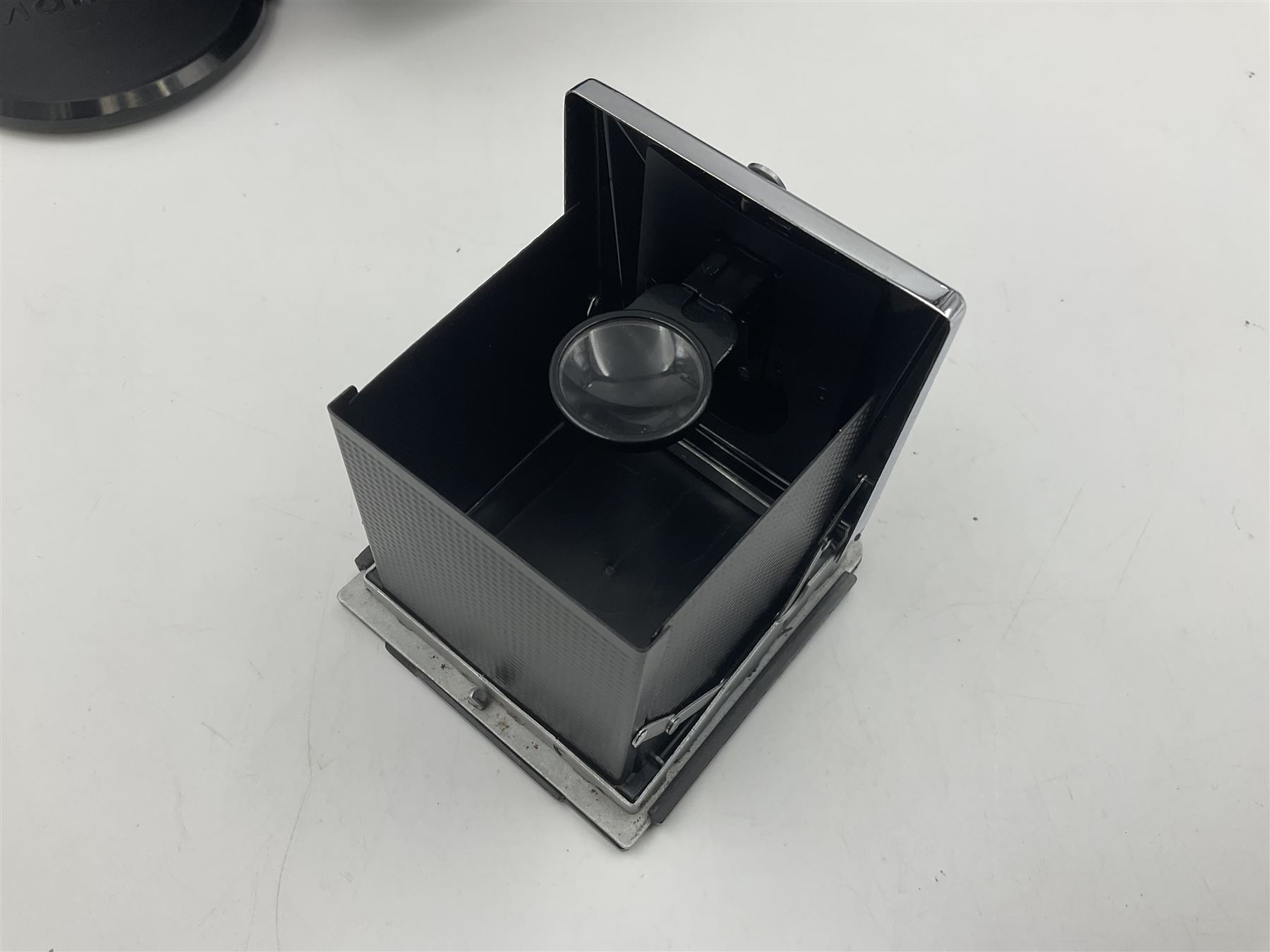 Mamiya RZ67 professional camera body, serial no 120282, with 'Mamiya-Sekor Z f=50mm 1:4.5 W' lens, serial no 18057 and RZ67 AE Prism Finder serial no 106809