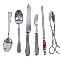 Collection of medals and coins, including Territorial Efficiency Medal, 1889 Amercian Morgan Silver Dollar, 1940 silver shilling, George IV coronation medal, Victorian and Edwardian pennies, commemorative coins etc and a quantity of silver plated cutlery
