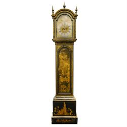 William Hayler of Chatham (Kent) - Fine George III black japanned chinoiserie decorated lo...