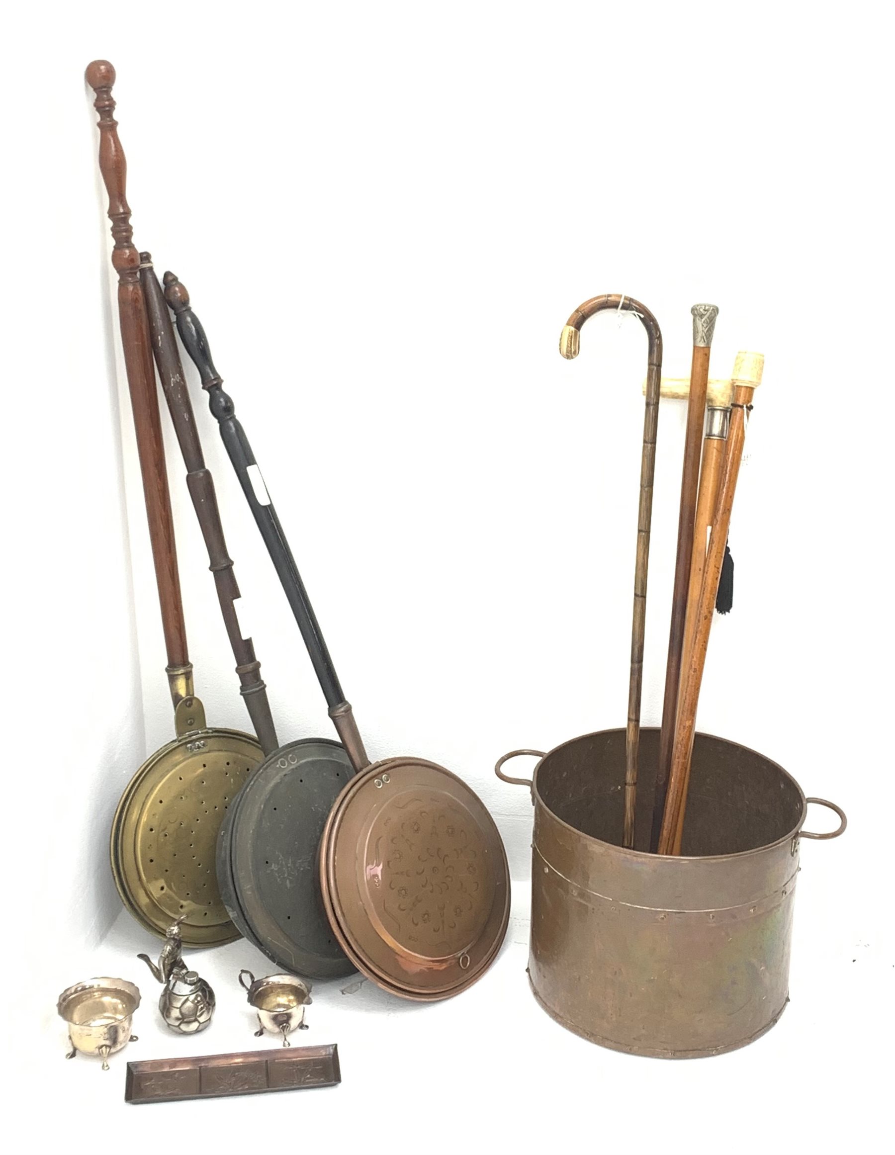 A collection of four walking canes, to include a bone handled example