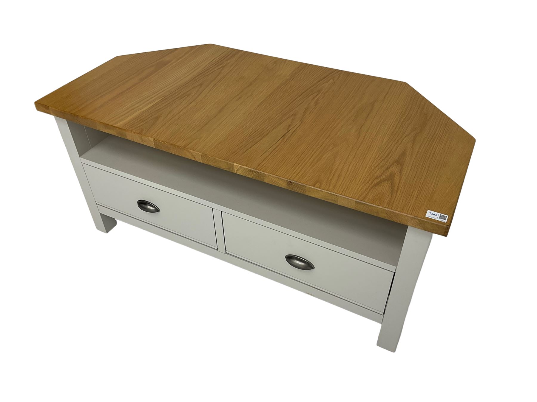 Marks & Spencer grey finish corner television stand with oak finish