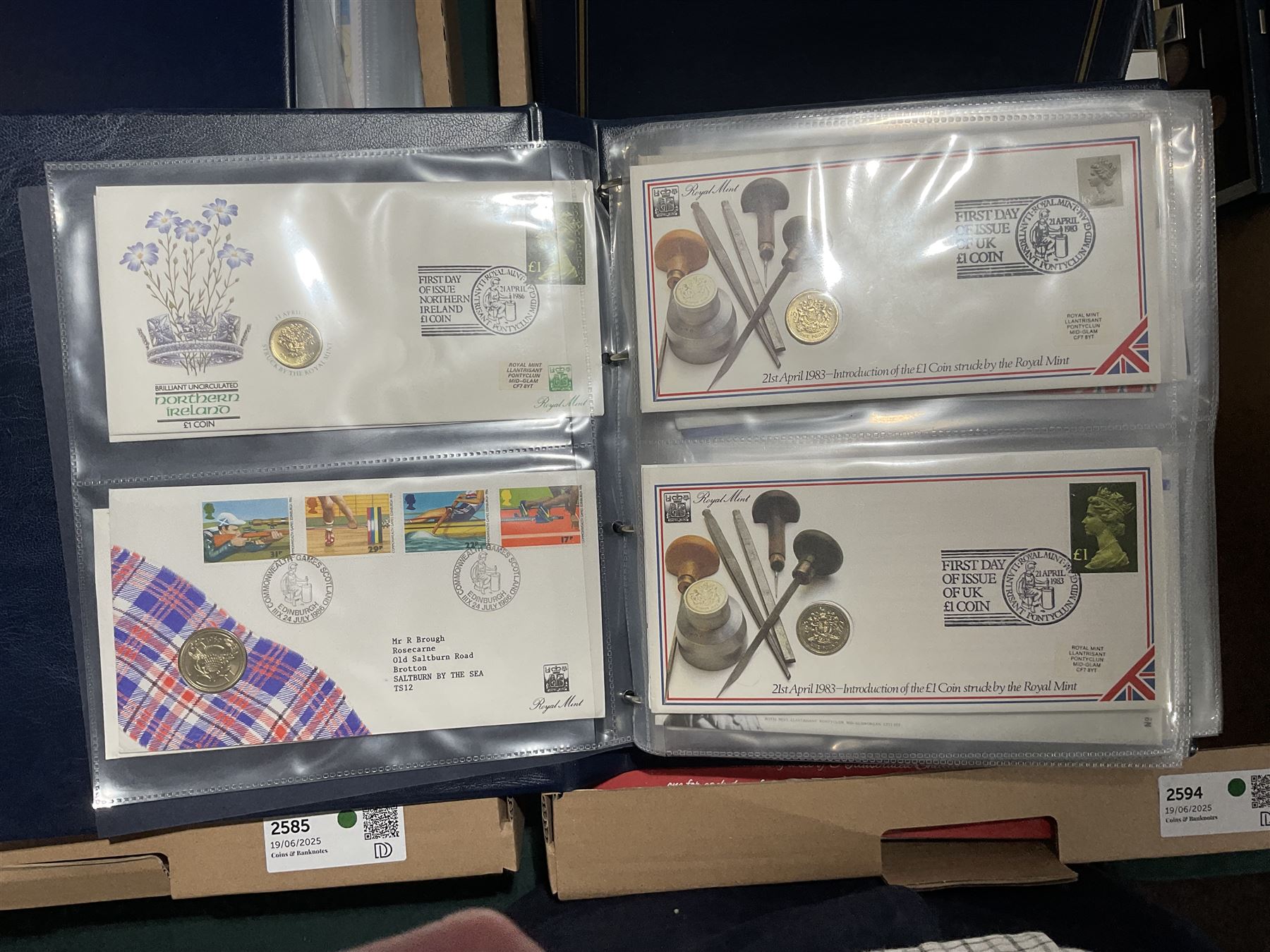 Approximately one hundred and fifteen Royal Mint coin covers, in two ring binder folders and loose, together with approximately 53 grams of Great British pre-1920 and approximately 68 grams of Great British pre-1947 silver threepence coins, and a small quantity of further pre-decimal coins
