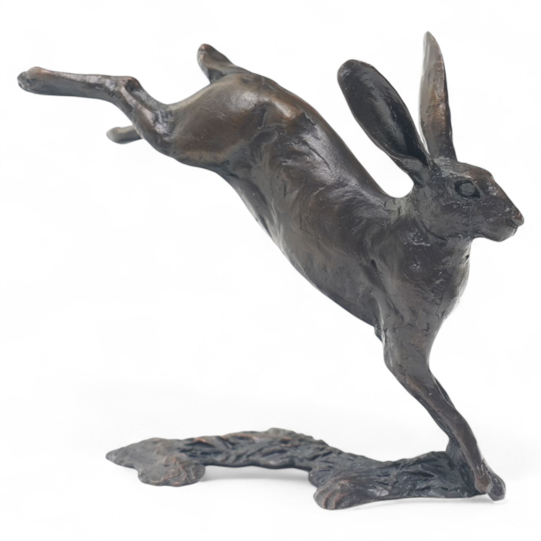 Michael Simpson (British Contemporary): Leaping Hare and Three Hares Dancing, two bronzes, one limited edition signed and numbered 273/350 to base, the other apparently unsigned, larger H7cm (2)