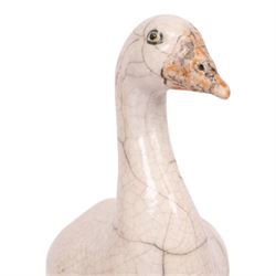 Lawson E. Rudge (b. 1936), raku fired studio pottery sculpture of a goose, H31cm