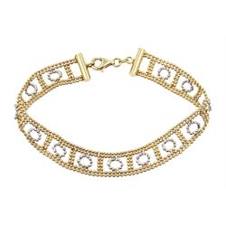 9ct gold white and yellow gold ball link bracelet hallmarked, approx 6.3gm