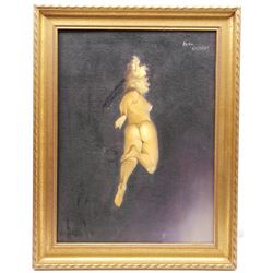 Brian Needham (British ?-2004): Oil Rig, oil on canvas signed and dated '93, 100cm x 75cm; Nude, oil on board signed 54cm x 40cm (2)