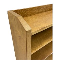 'Rabbitman' oak bookcase, fitted with three adjustable shelves, the top carved with rabbit signature, by Peter Heap of Wetwang
