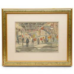 Charles Herbert 'Charlie' Rogers (Newcastle 1930-2020): Street Scene, watercolour and ink signed and dated 1968, 24cm x 34cm