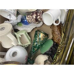 Sadler Celery face pot, Noritake planter, Ringtons blue and white jar, Royal commemorative ware, and a collection of other ceramics, in two boxes 