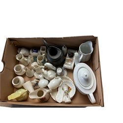 Collection of Crested ware including, teapot, jugs vases etc, together with a pewter jug 