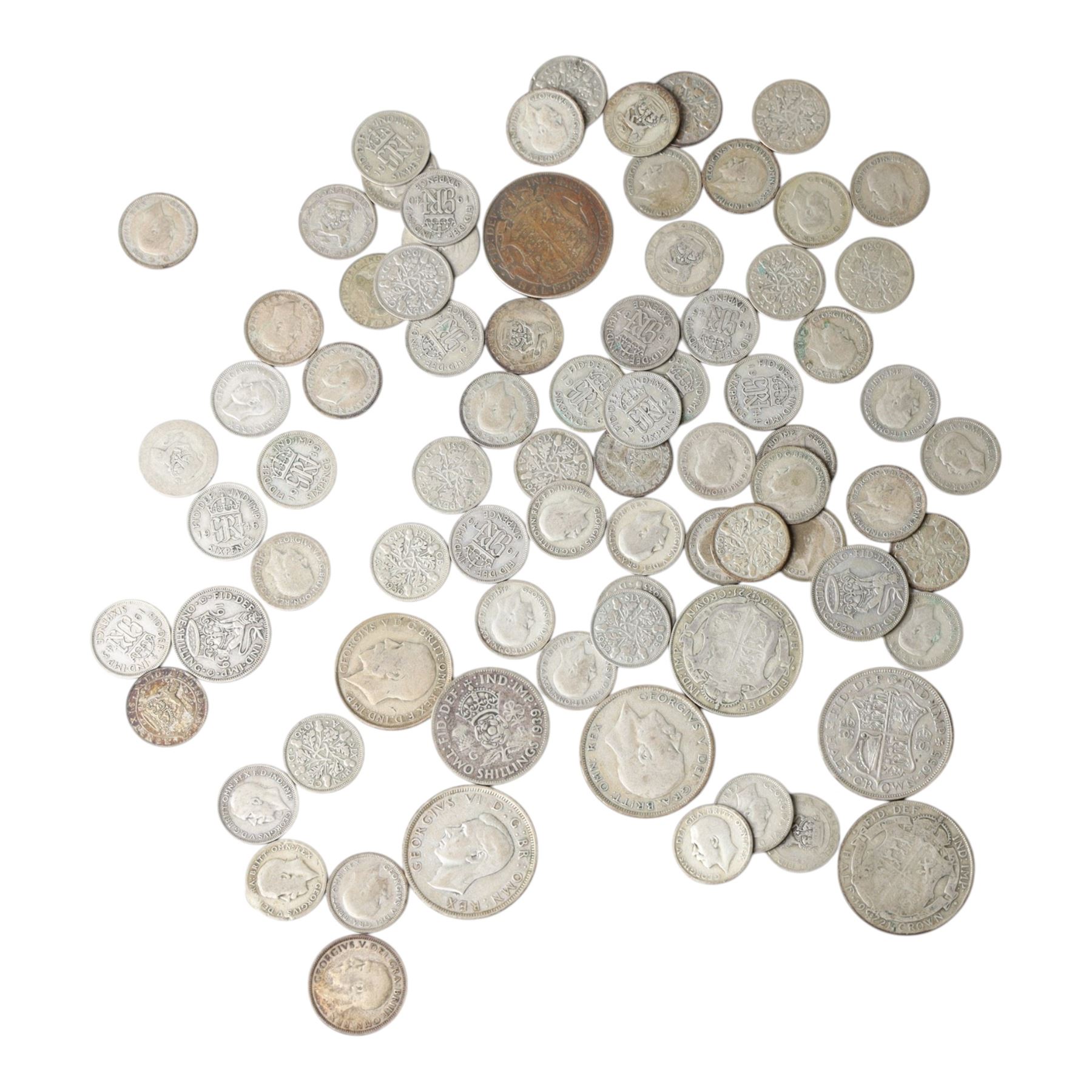 Approximately 300 grams of Great British pre-1947 silver coins