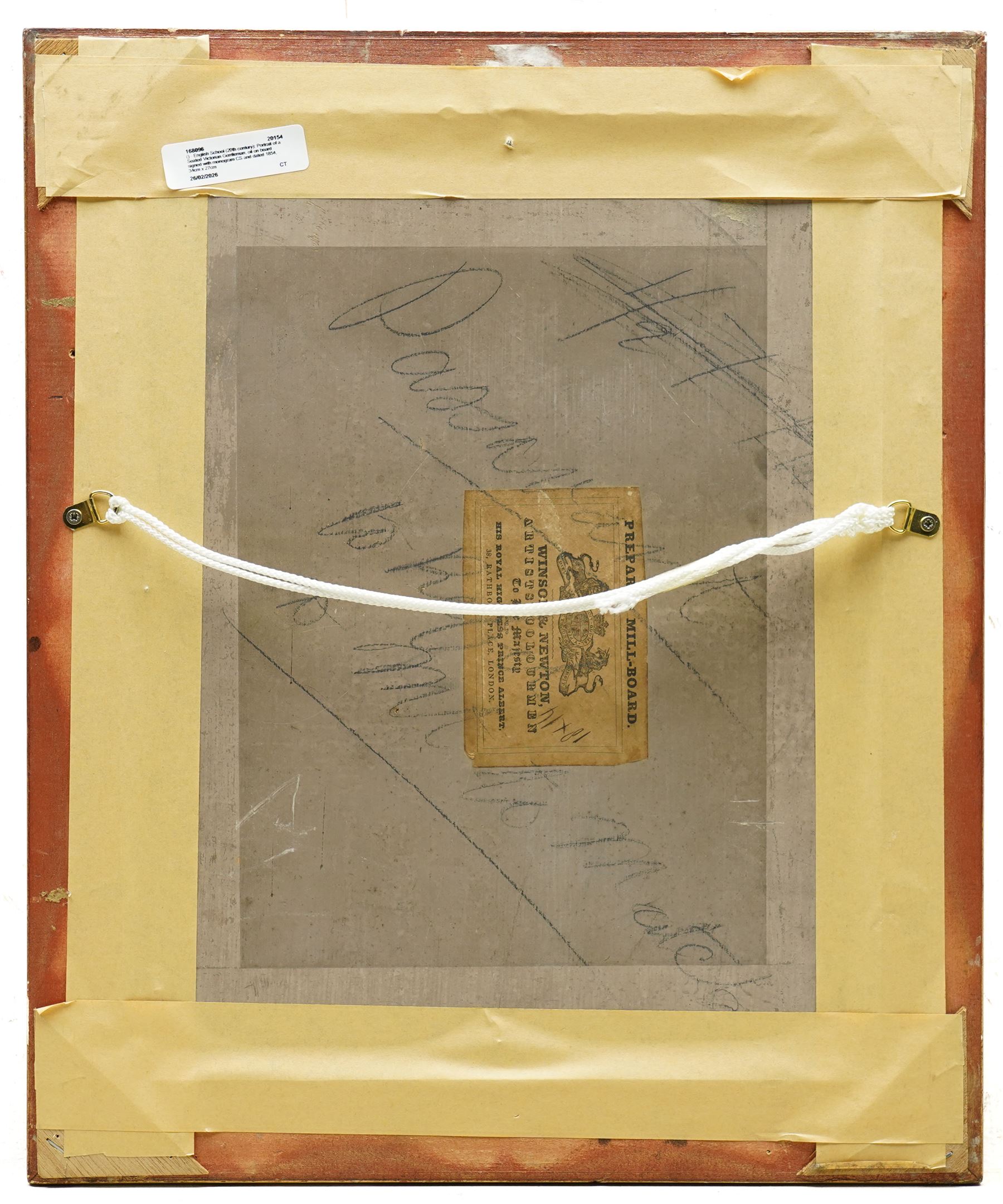 English School (20th century): Portrait of a Seated Victorian Gentleman, oil on board signed with monogram CS and dated 1854, 34cm x 27cm