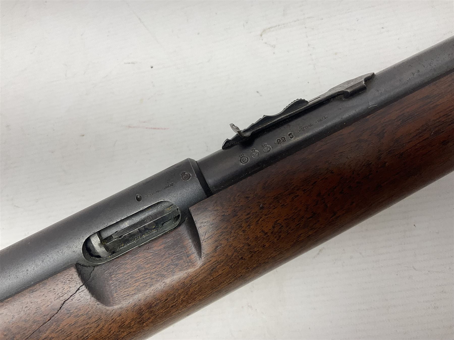 Winchester Model 74 .22 Short semi-automatic single shot rifle, the 61cm(24