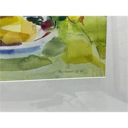 Roy Freer (British 1938-): 'Yellow Flowers/Green', watercolour signed and dated '88, titled verso 66cm x 49cm 