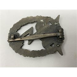 Two WW2 German Luftwaffe Ground Assault/Combat badges - one with flat pin and maker's mark M.u.K.; the other unmarked with round pin (2)