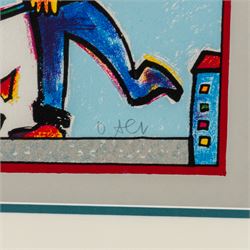 Otmar Alt (German 1940-): 'An Acrobat in Lippstadt' and 'The Tightrope Walker', two limited edition screenprints signed max 23.5cm x 22.5cm (2)