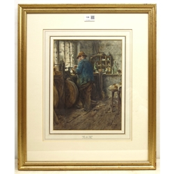  Albert George Stevens (Staithes Group 1863-1925): 'A Whitby Jet Worker', watercolour signed and dated 1909, 32cm x 25cm   