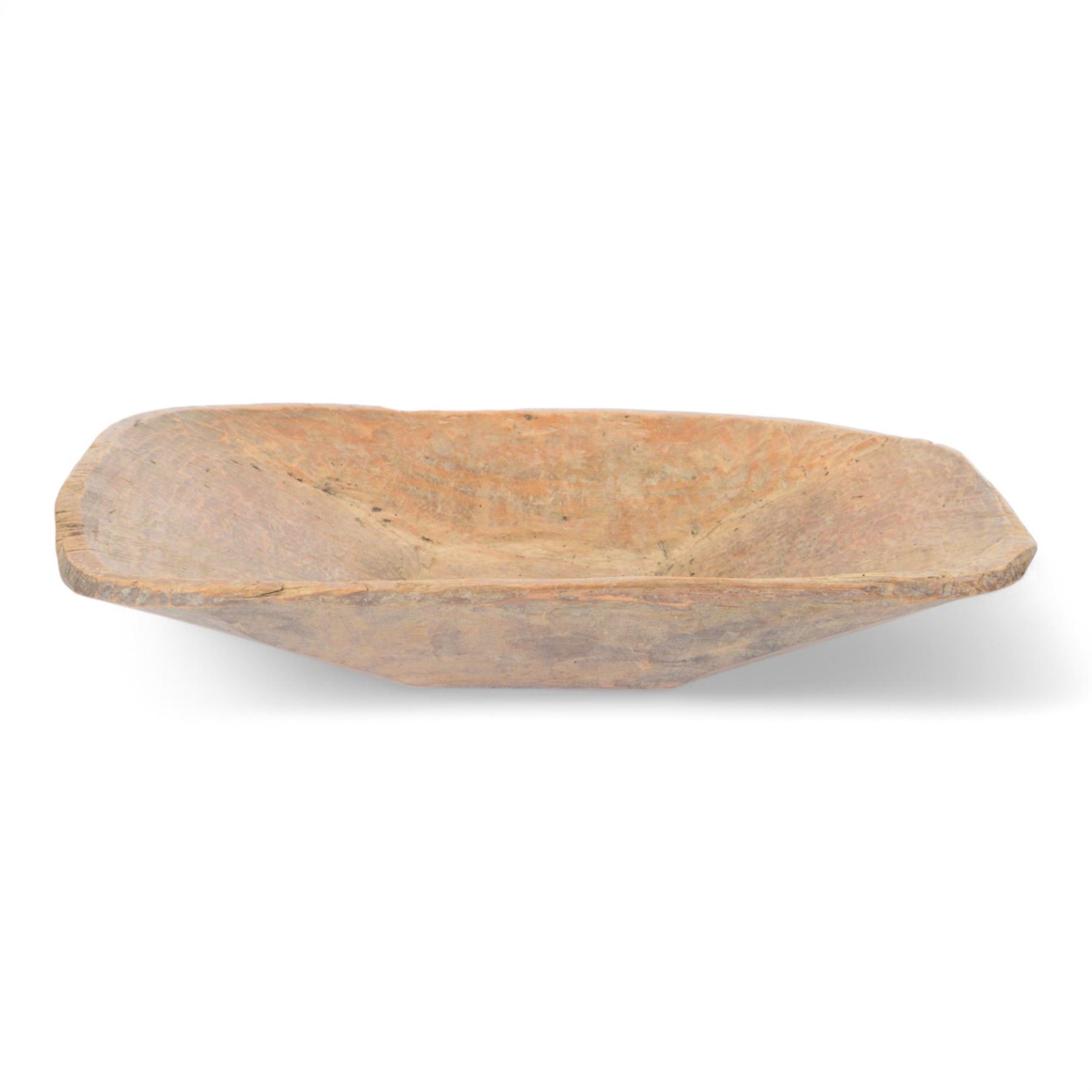 Carved wooden proving bowl of rectangular form, with provenance from a Yorkshire farmhouse, L68cm