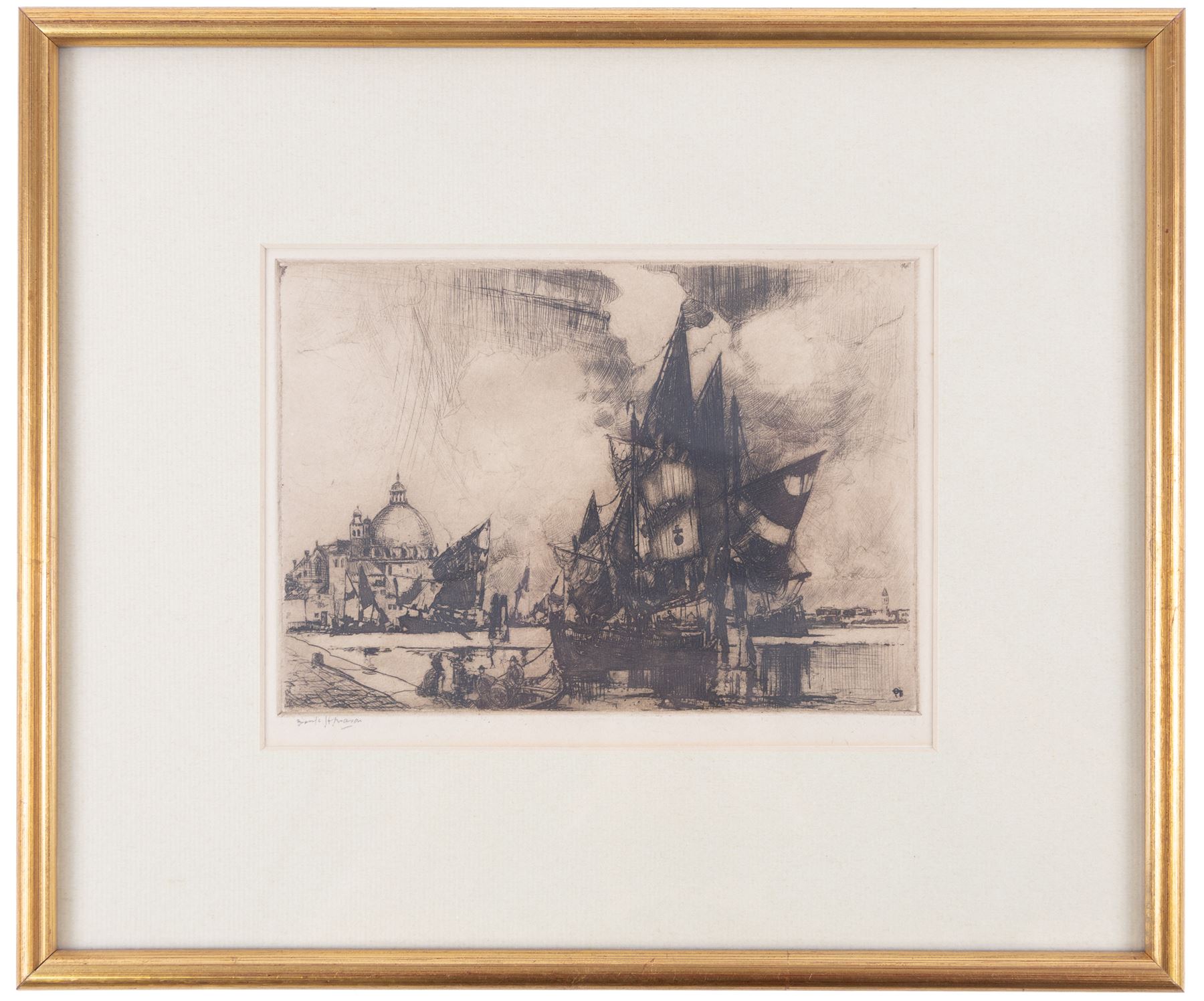 Frank Henry Mason (Staithes Group 1875-1965): 'Venice', proof etching signed in pencil, titled on Henry Whitley label verso 12.5cm x 18cm 