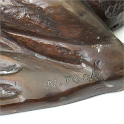  Nishan Toor (1888-1966): Frog, large bronze sculpture signed L30cm