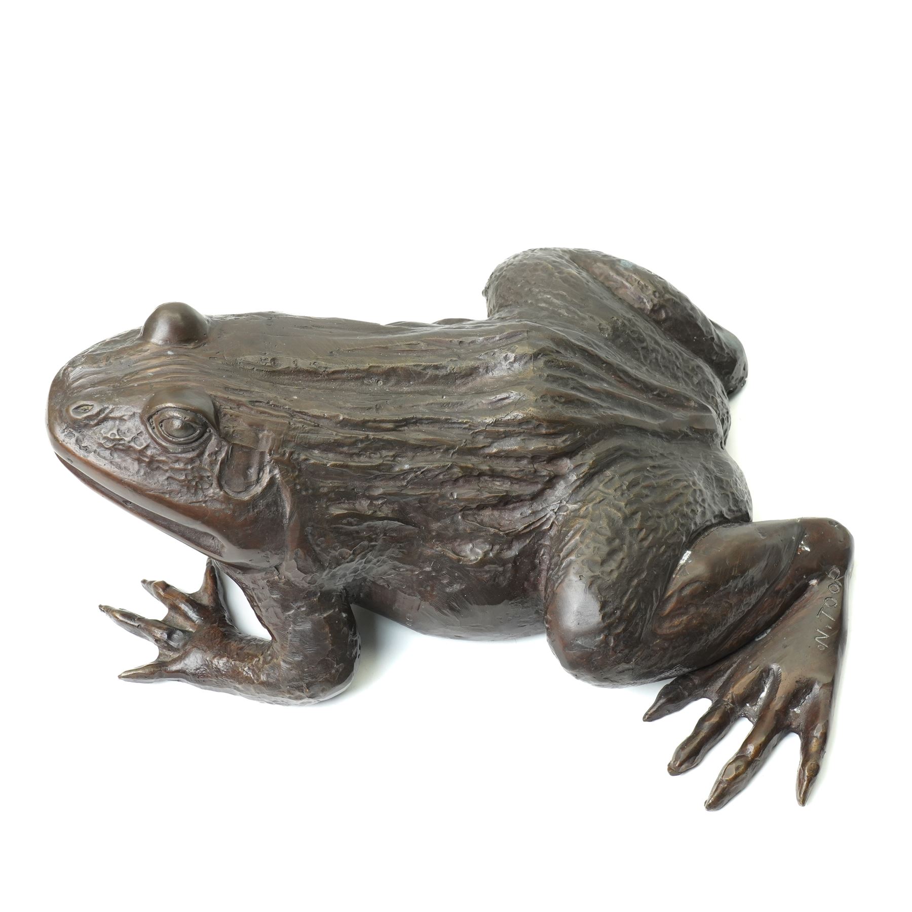  Nishan Toor (1888-1966): Frog, large bronze sculpture signed L30cm
